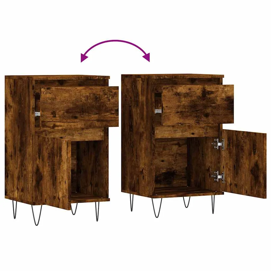 Buffet chêne fumé 40x35x70 cm bois d'ingénierie - 10