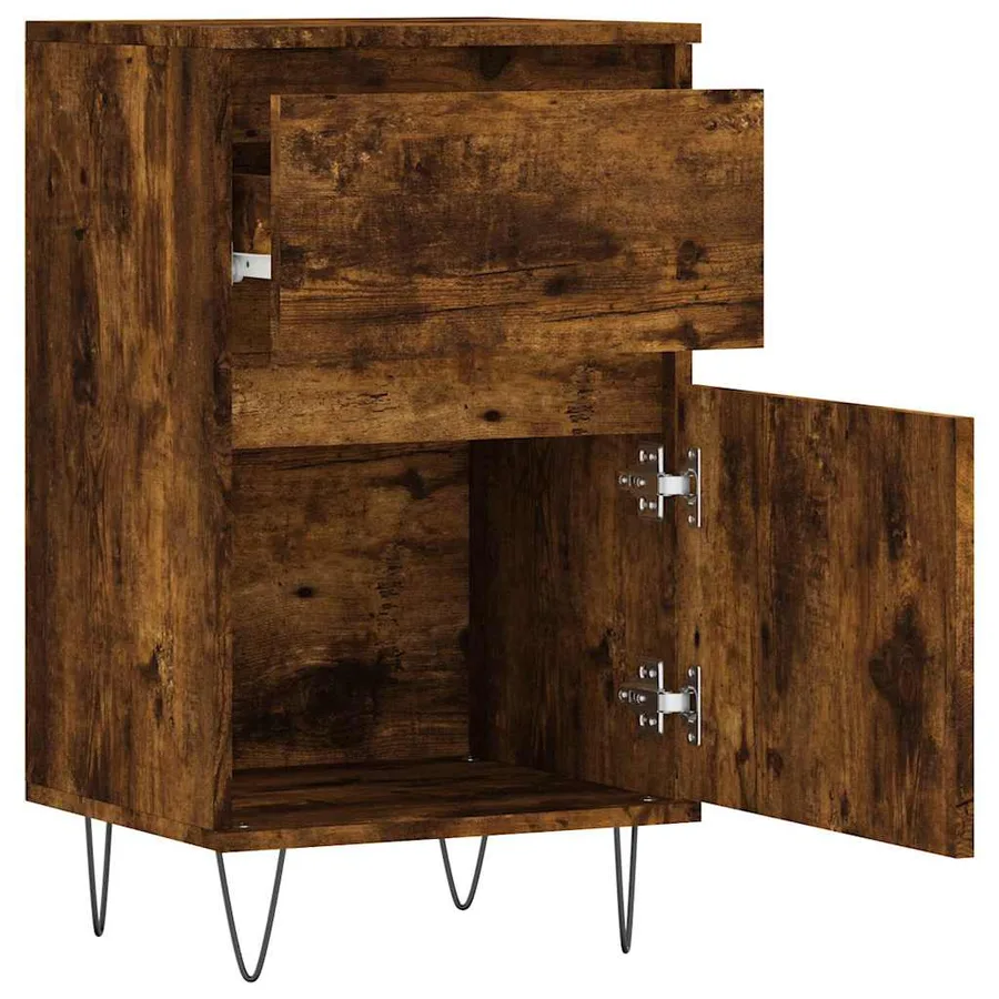 Buffet chêne fumé 40x35x70 cm bois d'ingénierie - 4