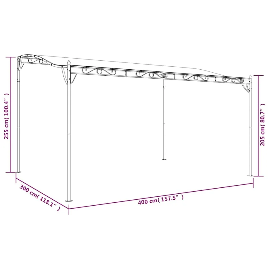 Auvent crème 4x3 m 180 g/m² tissu et acier - 9