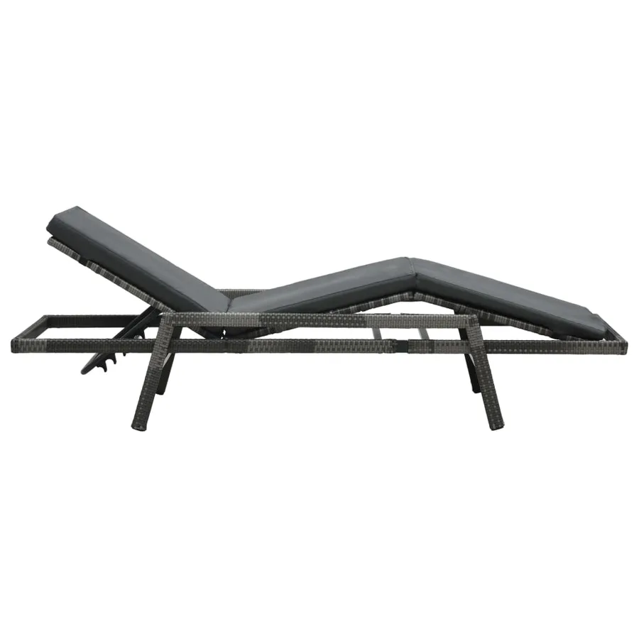 Chaise longue avec coussin Résine tressée Gris - 4
