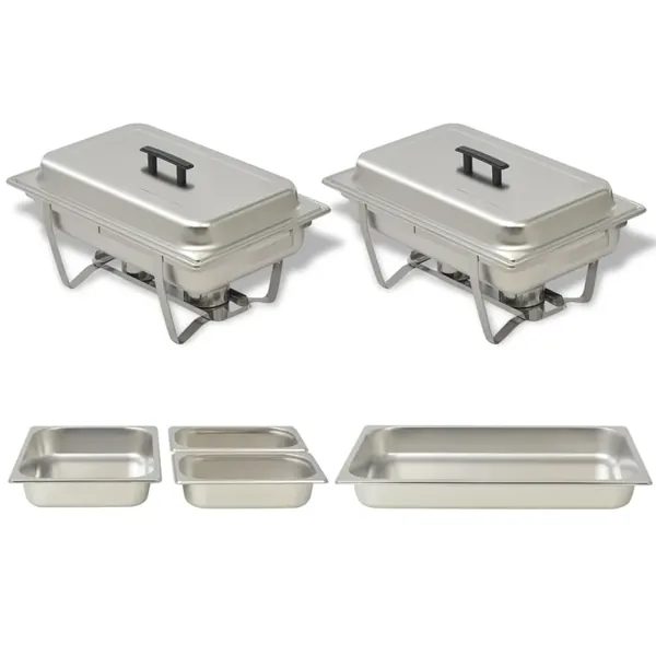 Ensemble de chauffe-plats 2 pcs Acier inoxydable
