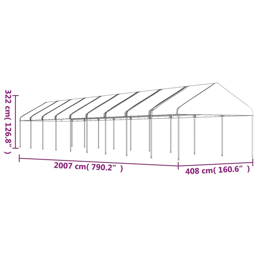 Belvédère avec toit blanc 20,07x4,08x3,22 m polyéthylène - 5