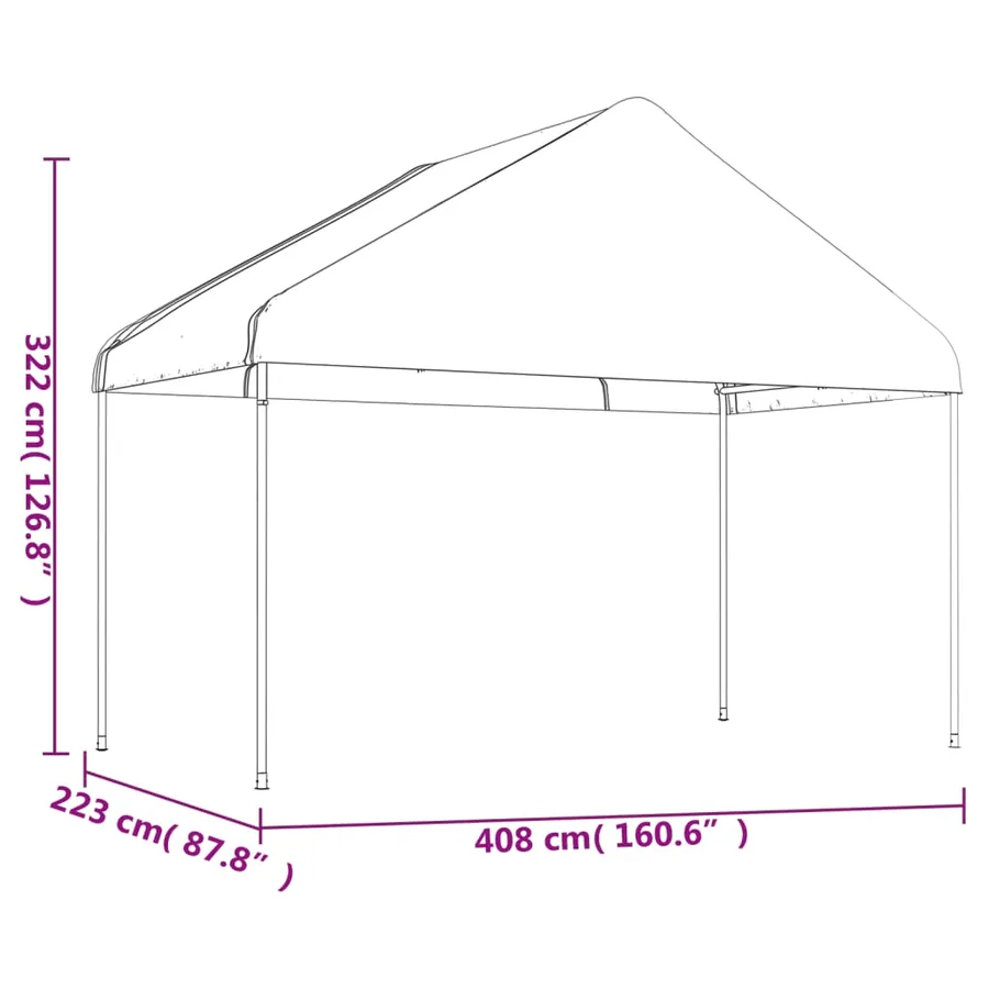 Belvédère avec toit blanc 20,07x4,08x3,22 m polyéthylène - 6