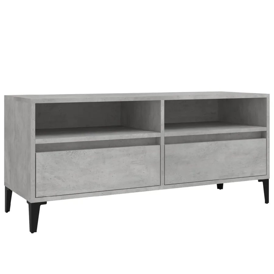 Meuble TV gris béton 100x34,5x44,5 cm bois d'ingénierie - 2