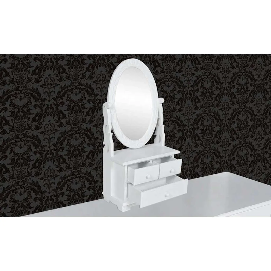 Coiffeuse avec miroir pivotant ovale MDF - 2