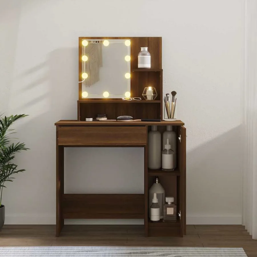 Coiffeuse avec LED Chêne marron 86,5x35x136 cm - 15