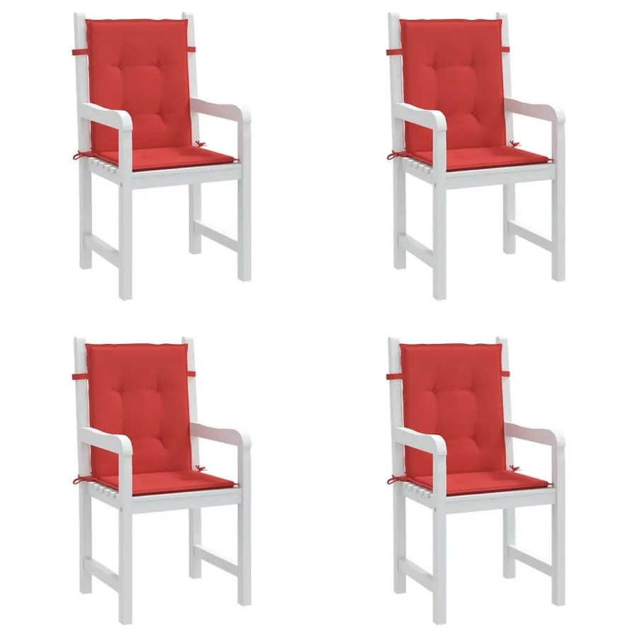 Coussins de chaise de jardin à dossier bas lot de 4 rouge - 4