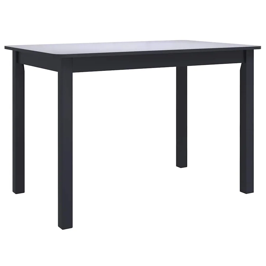 Table de salle à manger Noir 114x71x75 cm Bois d'hévéa massif - 2
