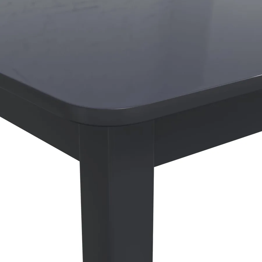 Table de salle à manger Noir 114x71x75 cm Bois d'hévéa massif - 5