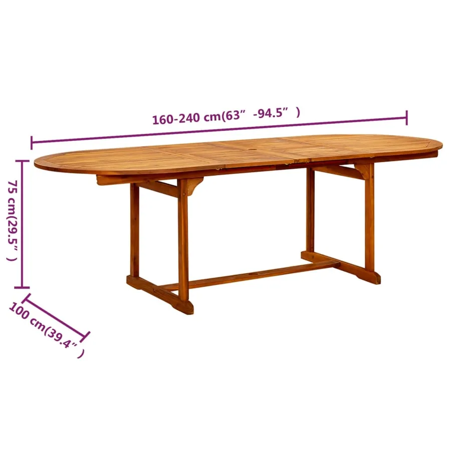 Table à dîner de jardin (160-240)x100x75cm Bois d'acacia massif - 9