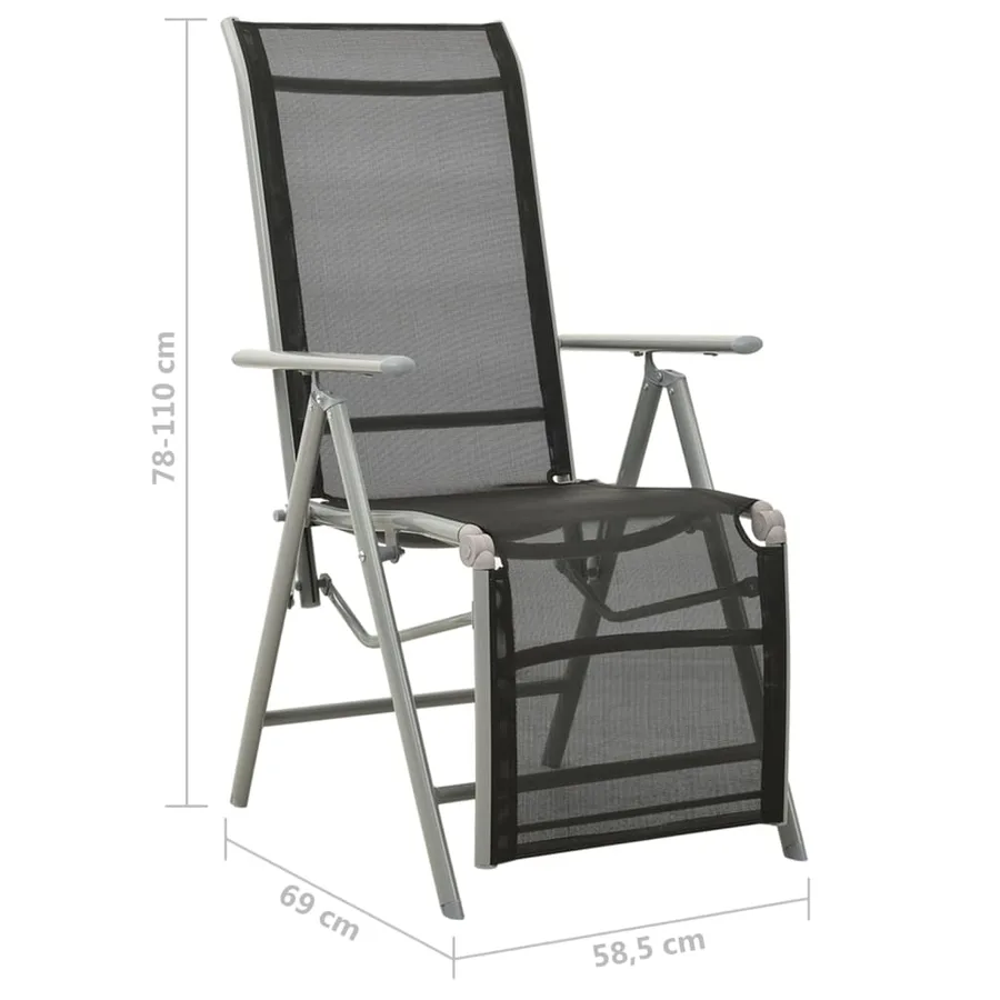 Chaises de jardin lot de 2 Textilène et aluminium Argenté - 9