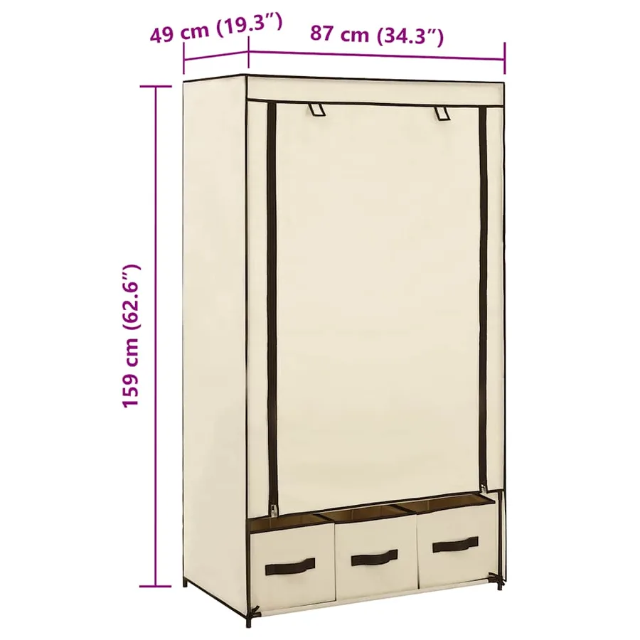 Garde-robe Crème 87 x 49 x 159 cm Tissu - 9