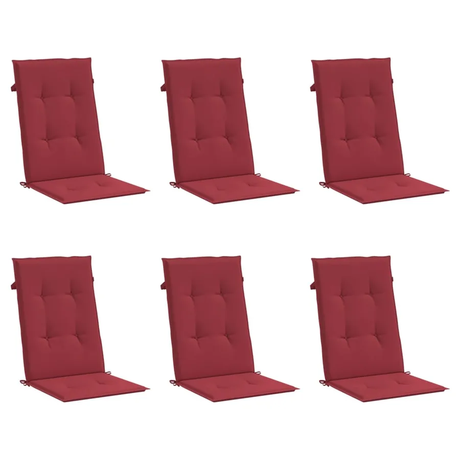 Coussins de chaise de jardin à dossier haut lot de 6 bordeaux - 3