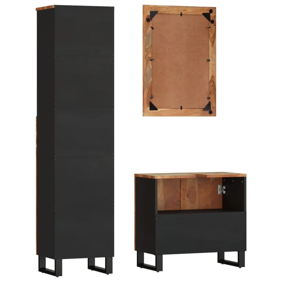 Ensemble de meubles de salle de bain 3 pcs bois massif récupéré - 4