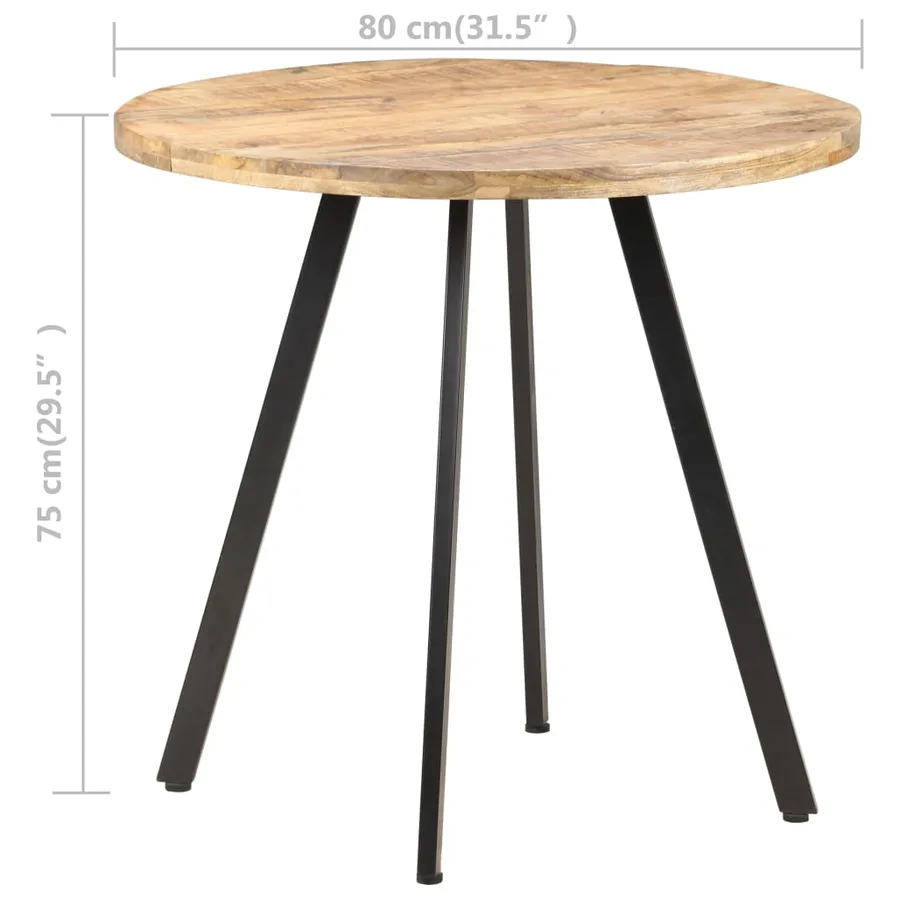 Table de salle à manger 80 cm Bois de manguier brut - 4