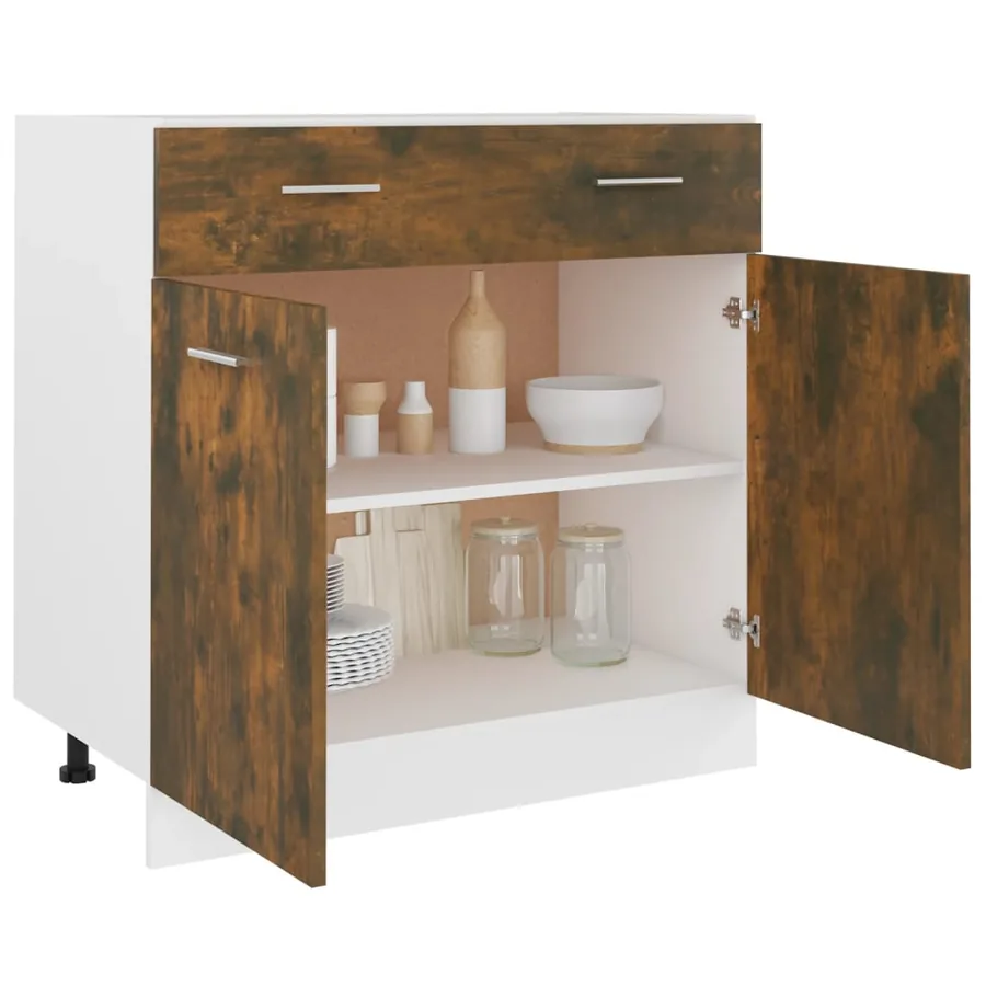 Armoire à tiroirs "Lyon" Chêne fumé 80 x 46 x 81,5 cm Bois d'ingénierie - 4