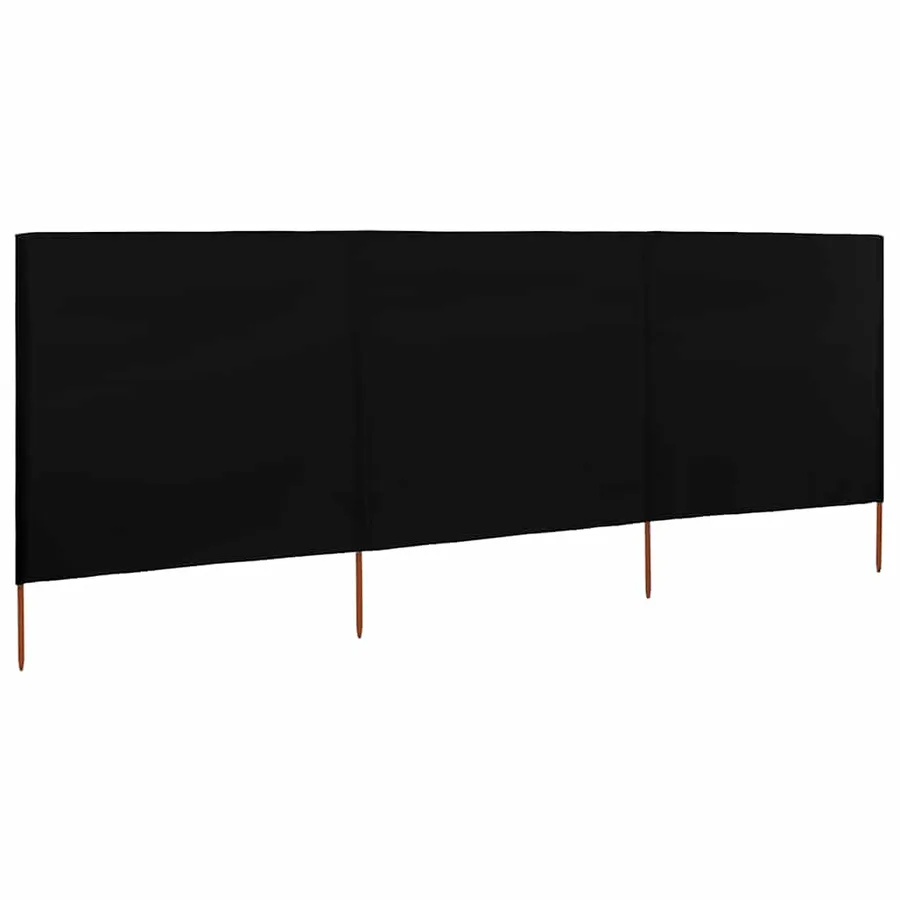 Paravent 3 panneaux Tissu 400 x 120 cm Noir - 2