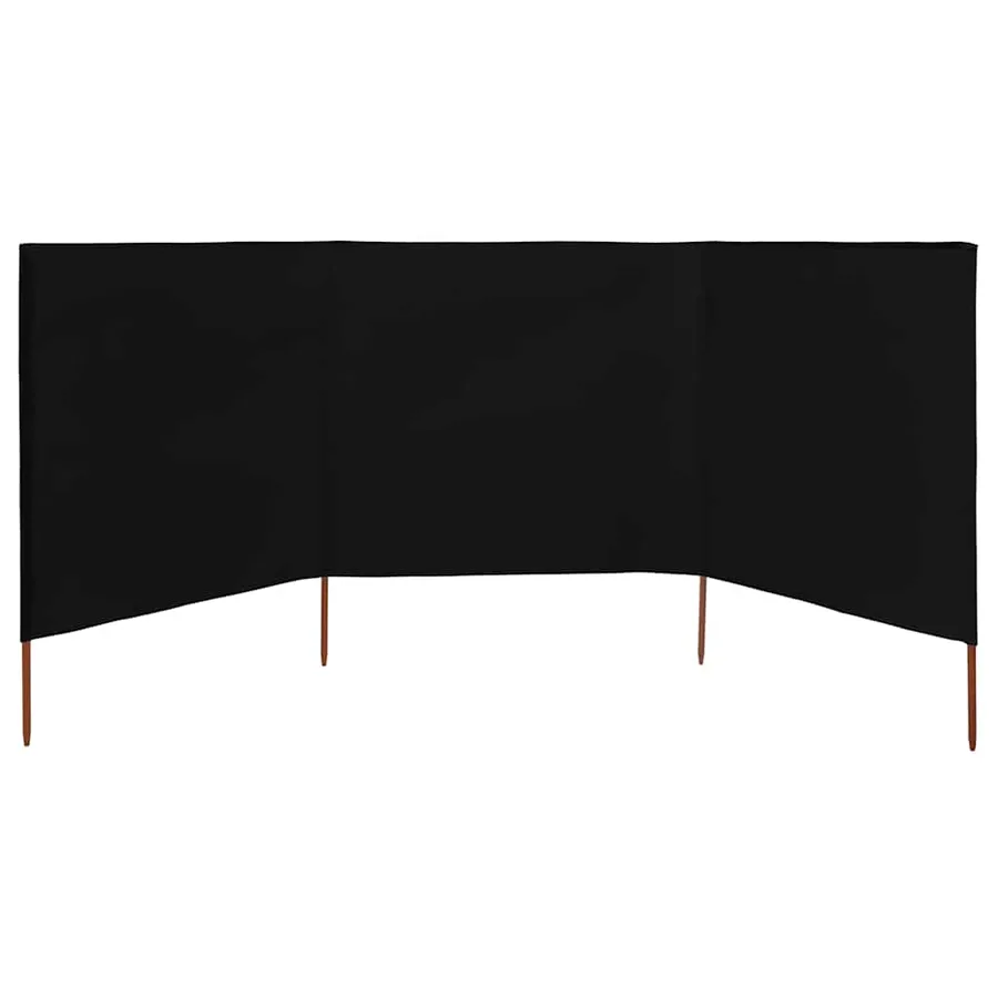 Paravent 3 panneaux Tissu 400 x 120 cm Noir - 3