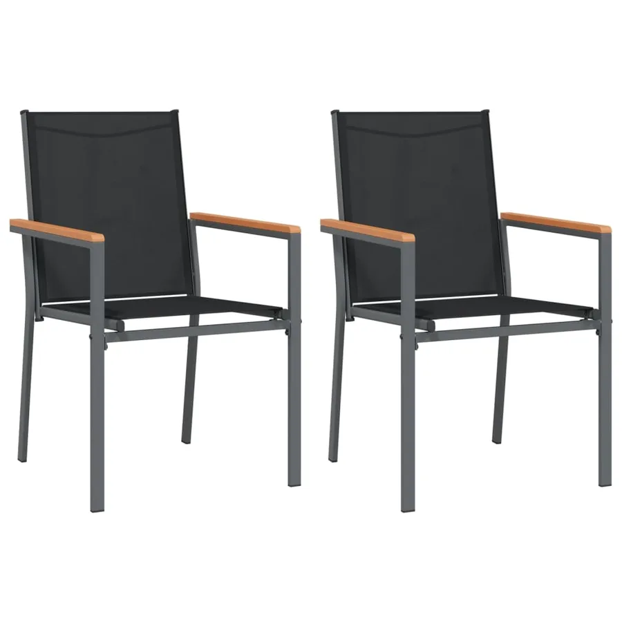 Chaises de jardin lot de 2 noir 55x61,5x90cm textilène et acier - 2