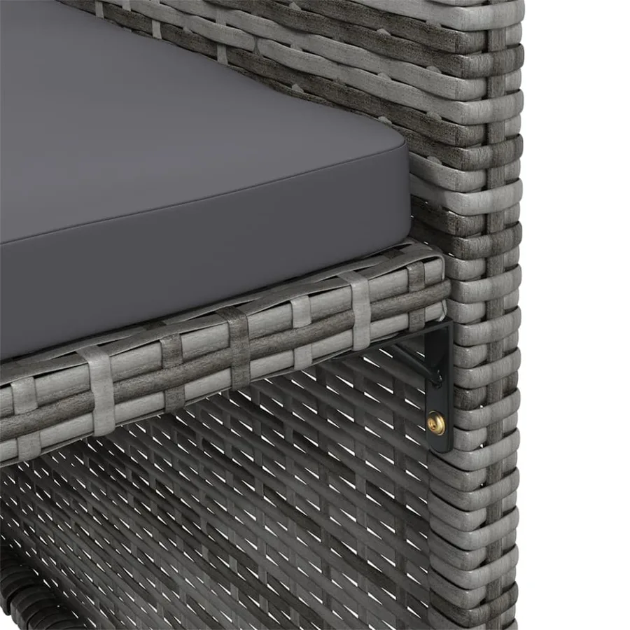 Jeu de chaise et tabouret de jardin 4 pcs Résine tressée Gris - 10