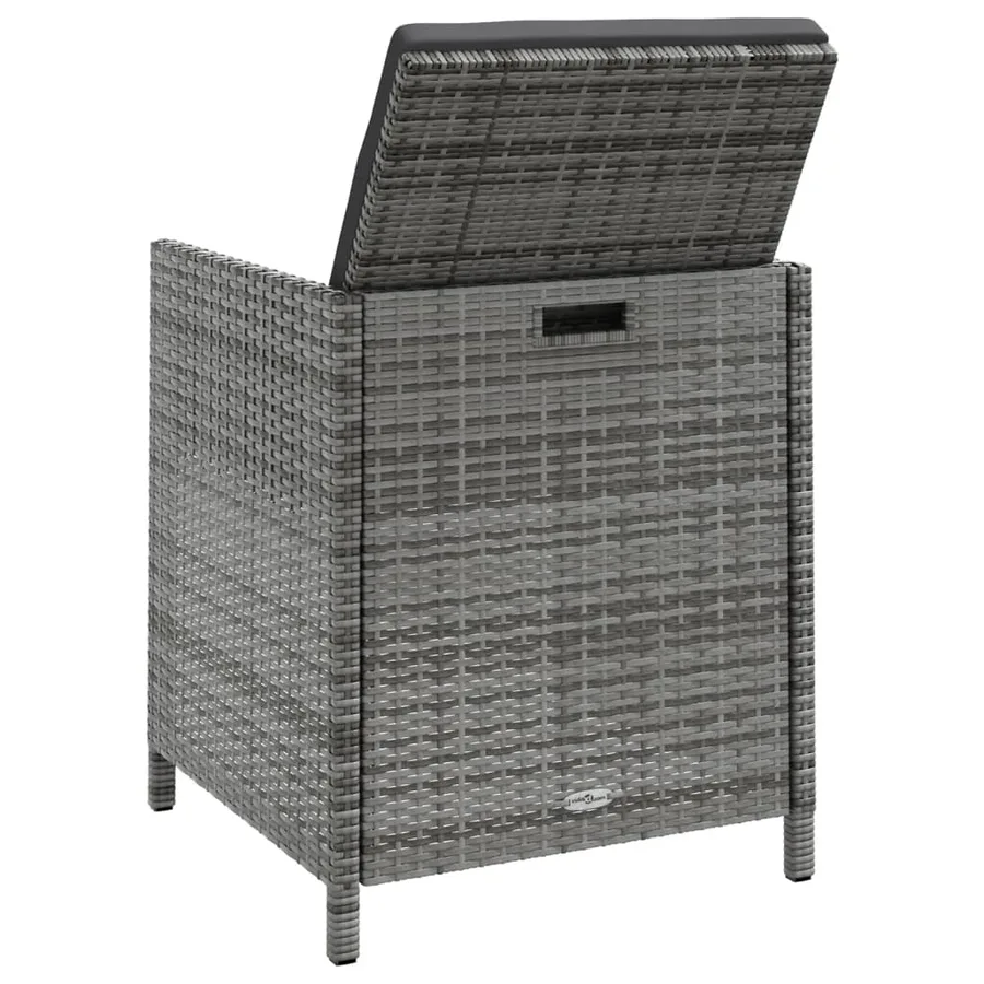 Jeu de chaise et tabouret de jardin 4 pcs Résine tressée Gris - 14