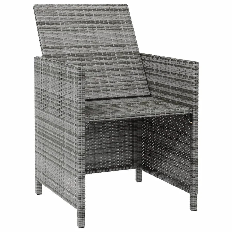 Jeu de chaise et tabouret de jardin 4 pcs Résine tressée Gris - 15