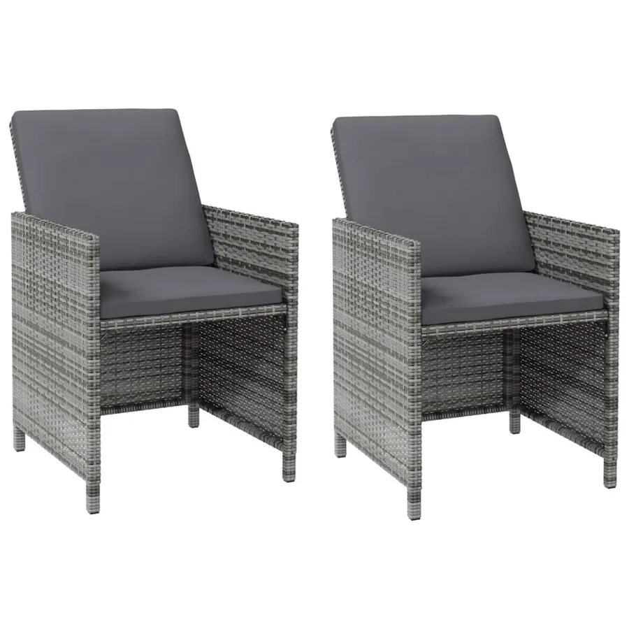 Jeu de chaise et tabouret de jardin 4 pcs Résine tressée Gris - 3