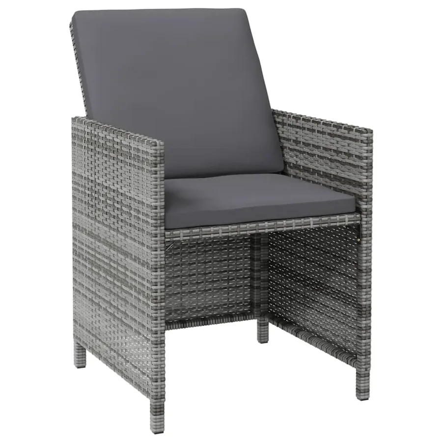 Jeu de chaise et tabouret de jardin 4 pcs Résine tressée Gris - 4