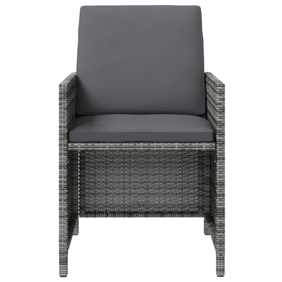 Jeu de chaise et tabouret de jardin 4 pcs Résine tressée Gris - 5