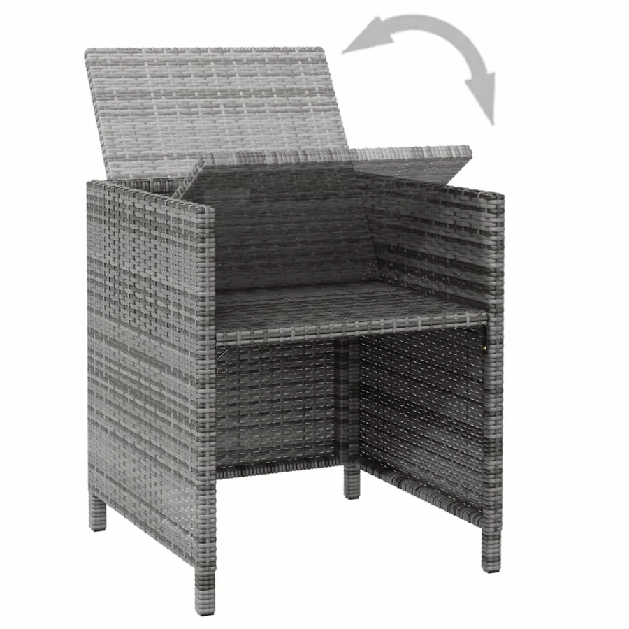 Jeu de chaise et tabouret de jardin 4 pcs Résine tressée Gris - 6