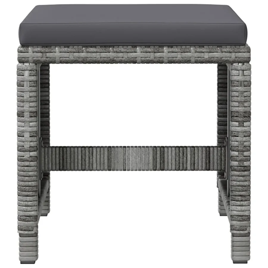 Jeu de chaise et tabouret de jardin 4 pcs Résine tressée Gris - 9