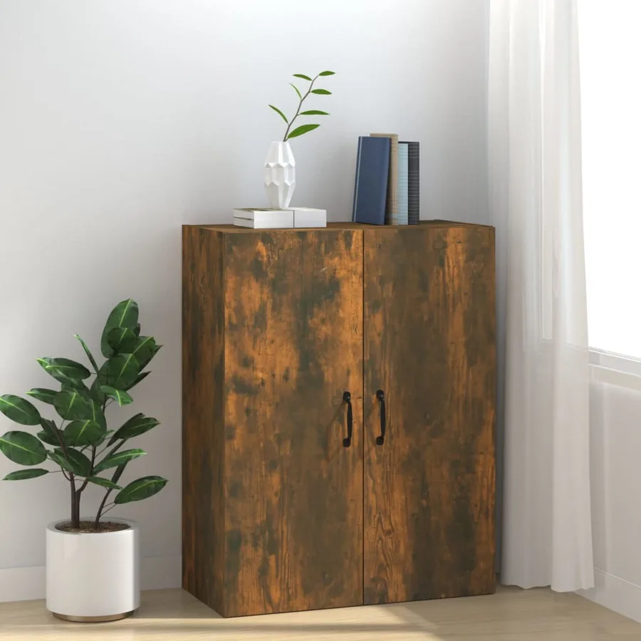 Armoire suspendue Chêne fumé 69,5x34x90 cm Bois d'ingénierie - 3