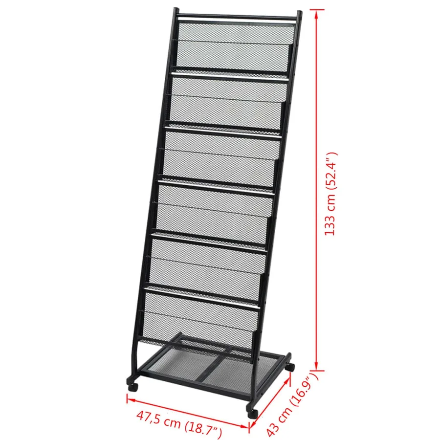 Porte-revues 47,5 x 43 x 133 cm Noir A4 - 5