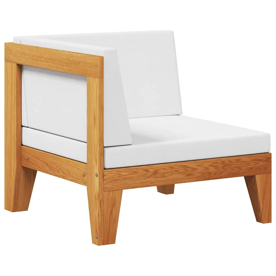 Canapé d'angle sectionnel et coussins blanc crème Bois d'acacia - 2