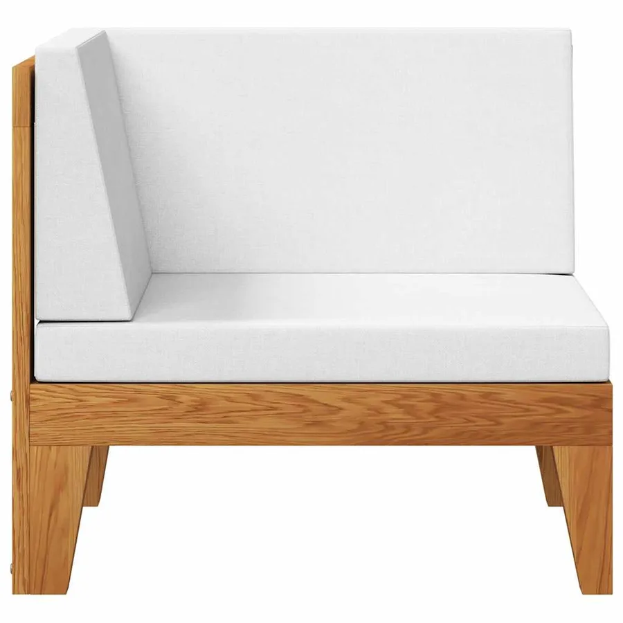 Canapé d'angle sectionnel et coussins blanc crème Bois d'acacia - 3
