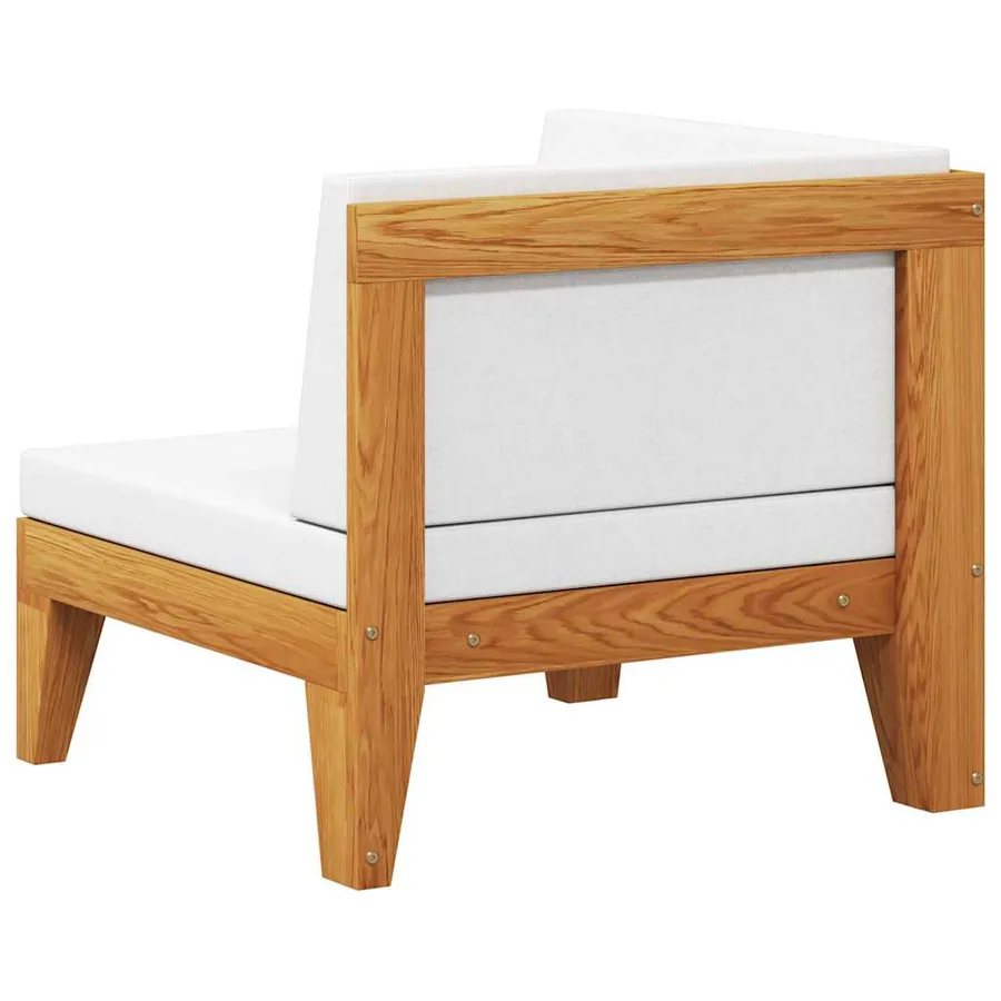 Canapé d'angle sectionnel et coussins blanc crème Bois d'acacia - 5