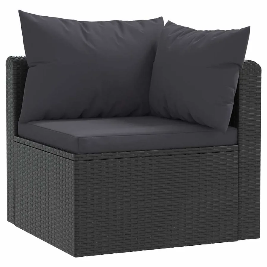 Canapés de jardin 2 pcs avec coussins Résine tressée Noir - 3