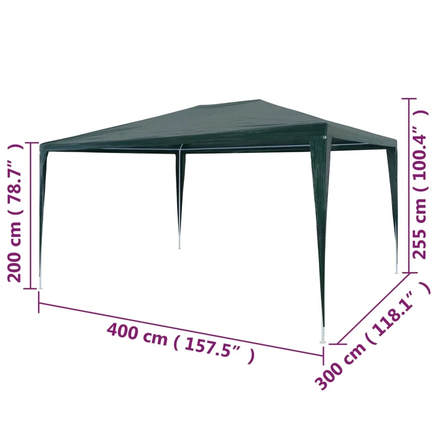 Tente de réception 3x4 m PE Vert - 6