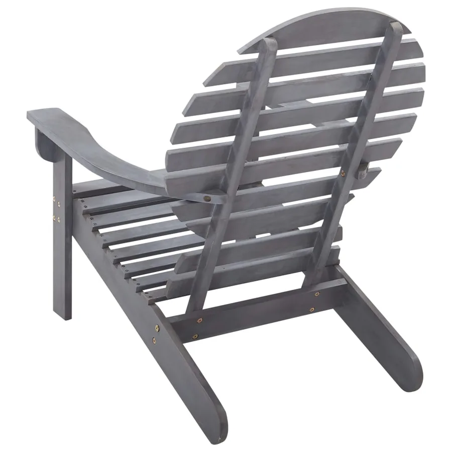 Chaise Adirondack Bois d'acacia massif Gris - 3
