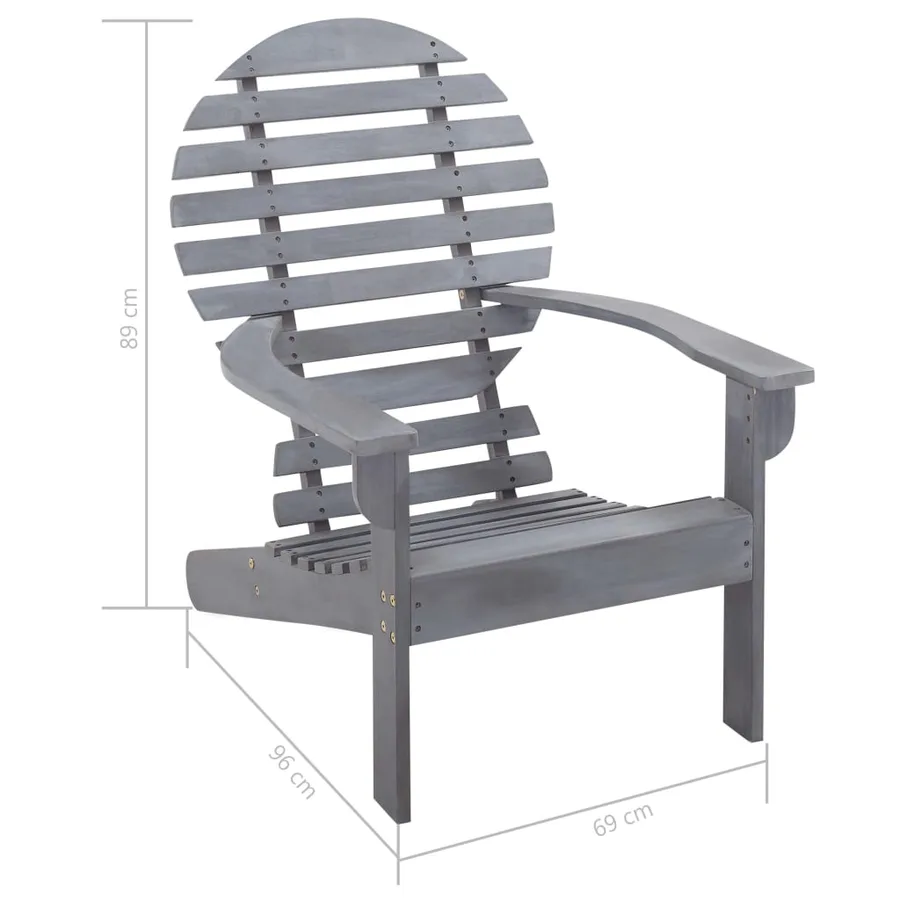 Chaise Adirondack Bois d'acacia massif Gris - 8