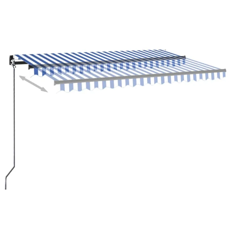 Auvent automatique capteur de vent/LED 400x300 cm Bleu et blanc - 9