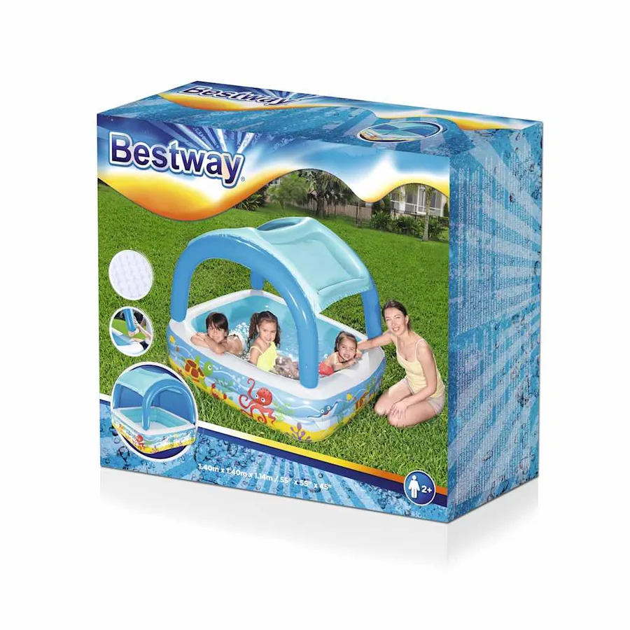 Bestway Piscine de jeu avec auvent bleu 140x140x114 cm 52192 - 11