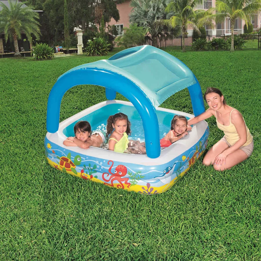 Bestway Piscine de jeu avec auvent bleu 140x140x114 cm 52192 - 3