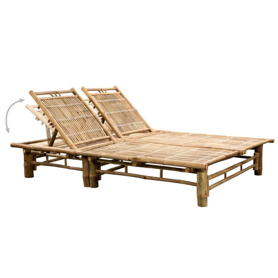 Chaise longue pour 2 personnes avec coussins Bambou - 3