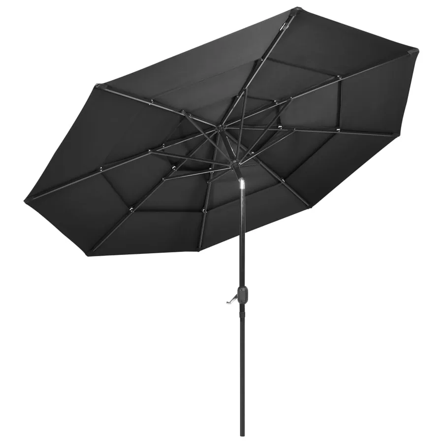 Parasol de jardin à 3 niveaux avec mât en aluminium anthracite - 3
