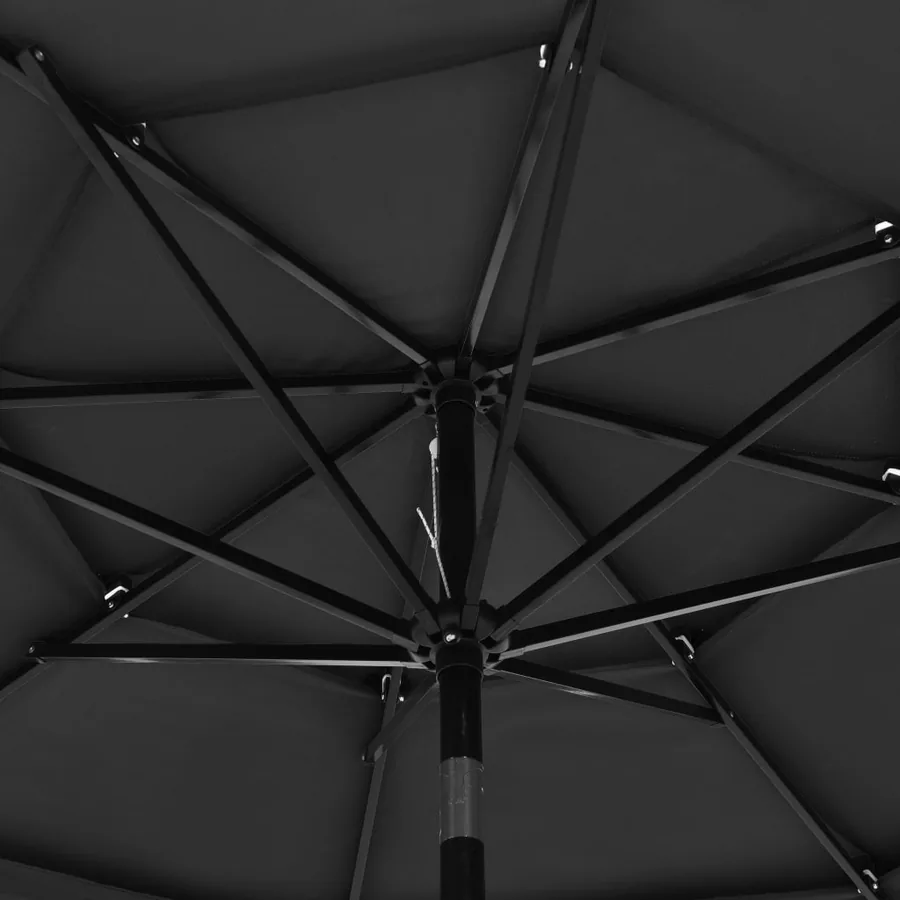Parasol de jardin à 3 niveaux avec mât en aluminium anthracite - 5