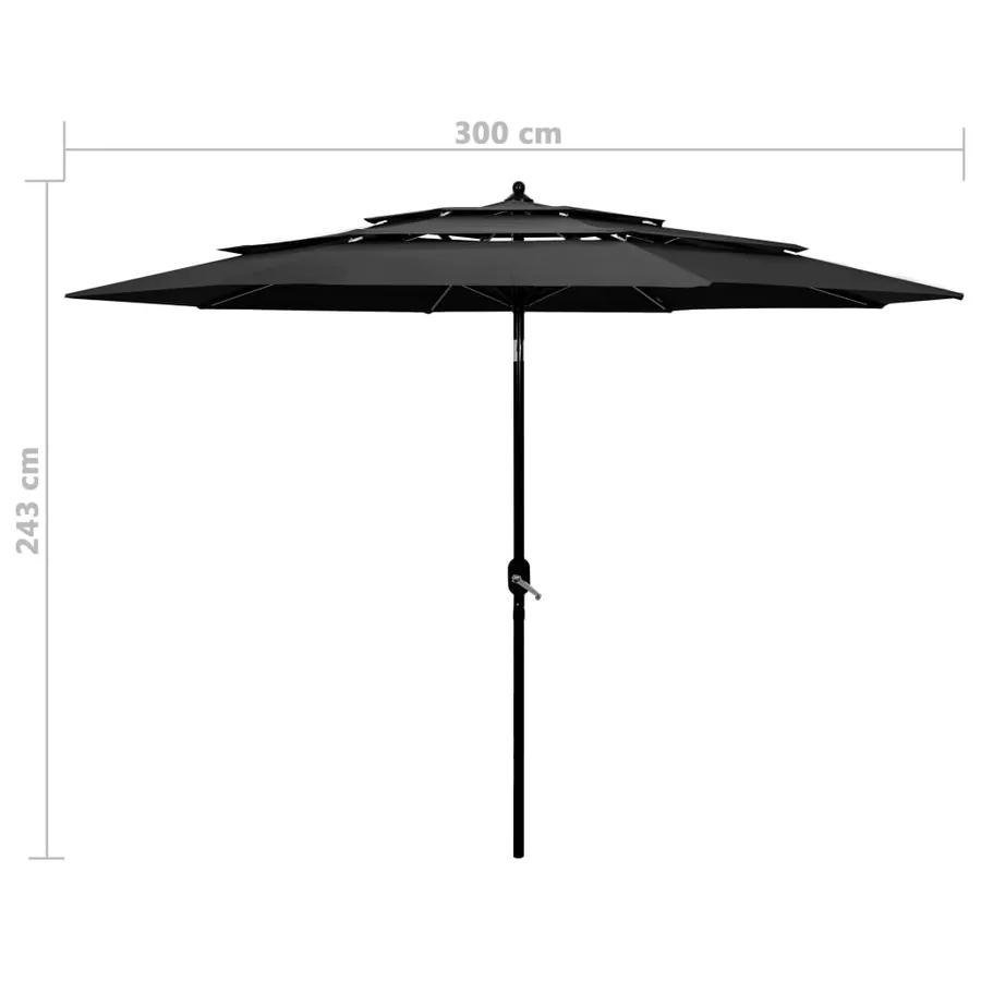 Parasol de jardin à 3 niveaux avec mât en aluminium anthracite - 8