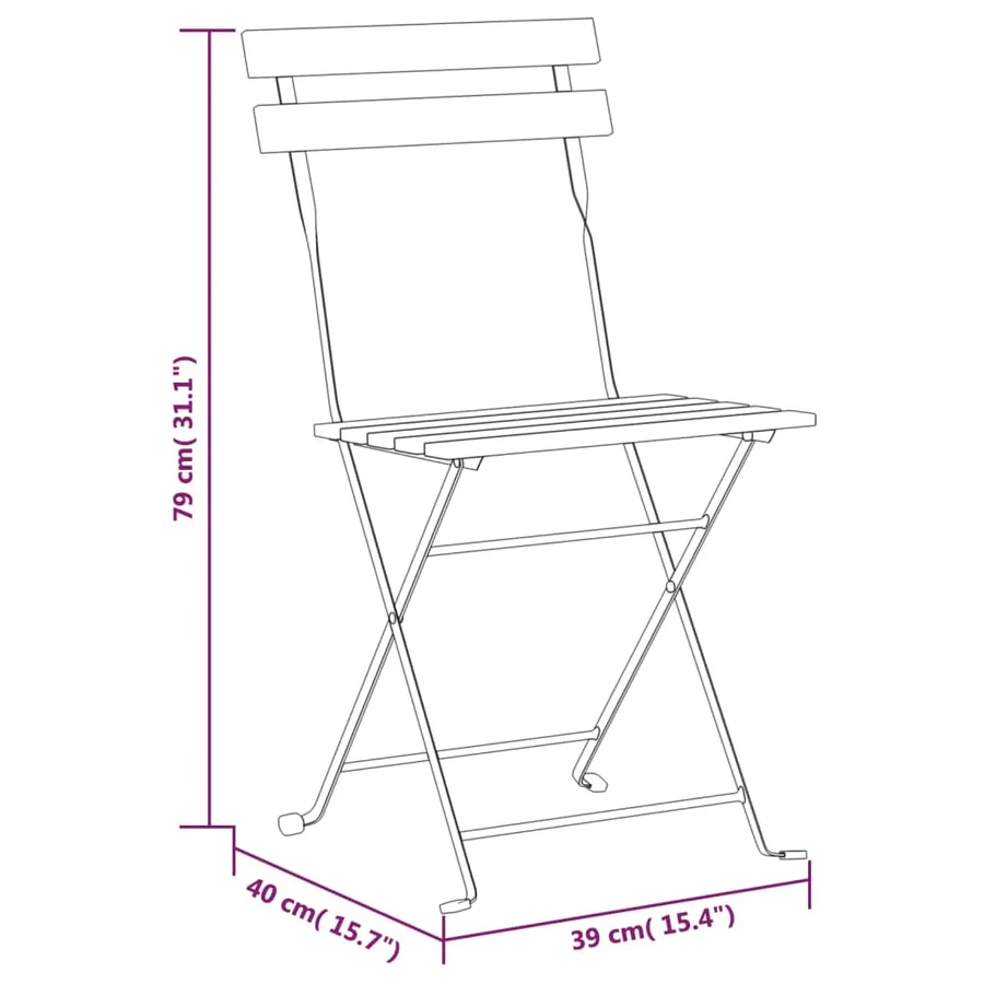 Chaises pliables de jardin lot de 8 Acier bois d'acacia massif - 10