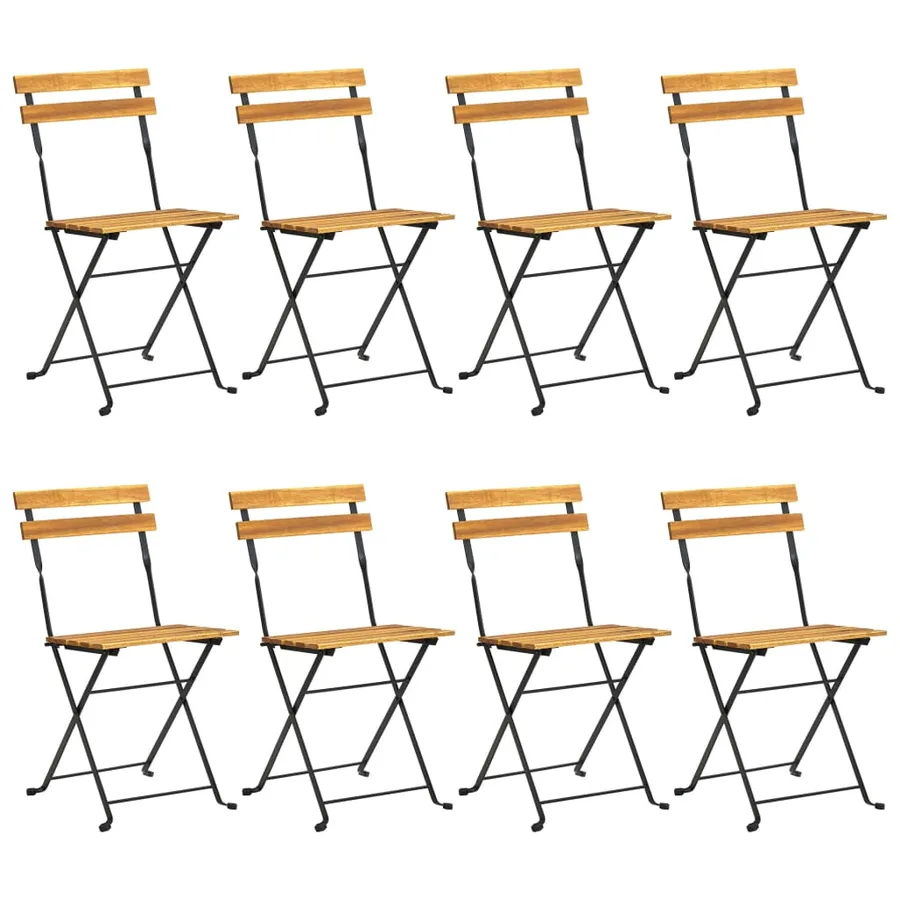 Chaises pliables de jardin lot de 8 Acier bois d'acacia massif - 2