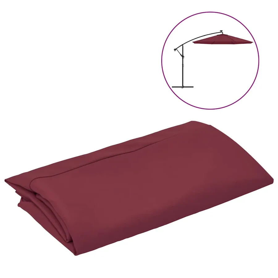 Tissu de remplacement pour parasol déporté bordeaux rouge 300cm - 2
